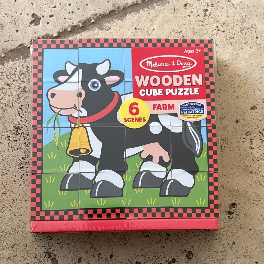 Melissa & Doug Farm Cube Puzzle - Red, Black, Green